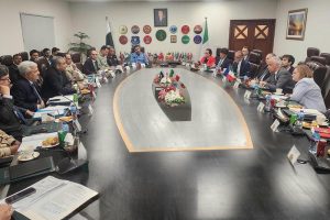 Federal Minister for Interior Mohsin Naqvi in a meeting with Interior Minister of Italy Matteo Piantedosi