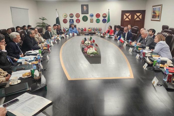 Federal Minister for Interior Mohsin Naqvi in a meeting with Interior Minister of Italy Matteo Piantedosi