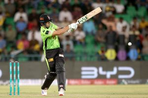 Lahore Qalanders bowler Shaheen Shah Afridi in action during the Pakistan Super League PSL-X T20 cricket match against Karachi Kings at the Gaddafi Cricket Stadium