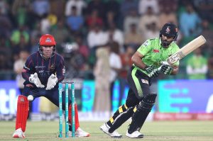 Lahore Qalanders bowler Shaheen Shah Afridi in action during the Pakistan Super League PSL-X T20 cricket match against Karachi Kings at the Gaddafi Cricket Stadium