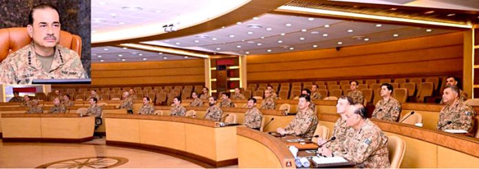 Field Marshal Syed Asim Munir, NI (M), Chief of Army Staff, chairs the 270th Corps Commanders’ Conference (CCC) at the General Headquarters