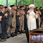 President Asif Ali Zardari, Prime Minister Shehbaz Sharif and Army Chief General Asim Munir attend the funeral prayers of the seven-year-old Irtaza Abbas Turi, who was martyred in Dawarandi, Azad Jammu & Kashmir, due to India's missile strike. The funeral was held at H-8 graveyard