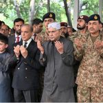 President Asif Ali Zardari, Prime Minister Muhammad Shehbaz Sharif and Army Chief General Asim Munir attend the funeral prayers of the seven-year-old Irtaza Abbas Turi, who was martyred in Dawarandi, Azad Jammu & Kashmir, due to India's missile strike. The funeral was held at H-8 graveyard