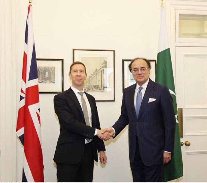 Federal Minister for Finance and Revenue, Senator Muhammad Aurangzeb, holding a meeting with Lord Livermore, the UK’s Financial Secretary to the Treasury and Growth Minister at HM Revenue & Customs