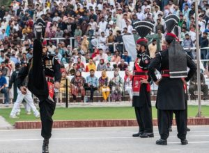 Victory celebrations at Wagah border crossing, India skips parade