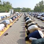A large number of faithful offering Eidul Azha prayers at Eidgah Sharif