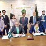 Dr. Kazim Niaz, Secretary Ministry of Economic Affairs and Emma Fan, Country Director of Asian Development Bank (ADB) signing 'Improved Resource Mobilization and Utilization Reform Program' between Pakistan and ADB