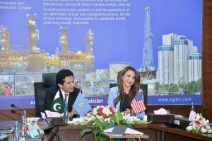 Federal Minister for Petroleum Ali Pervaiz Malik and U.S. Chargé d'affaires to Pak H.E. Natalie Baker co-hosted a Webinar to promote investment in Pak's mining sector amongst American Investors at OGDCL Head Office.