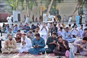 A large number of faithful offering Eidul Azha prayers at Eidgah Sharif
