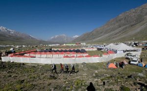 Chitral and Gilgit polo teams in action during Three-day Shandur Polo Festival 2025 at Shandur Polo ground.
