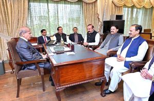 Federal Minister for Parliamentary Affairs Tariq Fazal Chaudhry, MNA Raja Khurram Shehzad Nawaz and MNA Anjum Aqeel Khan called on Prime Minister Muhammad Shehbaz Sharif.