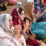 Women offering dua after Eidul Azha prayers at historic Badshahi Masjid