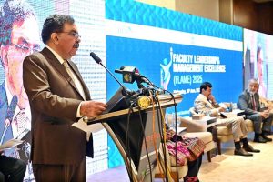 Chairman Senate of Pakistan, Syed Yousuf Raza Gillani, addresses a seminar on "Faculty Leadership & Management Excellence (FLAME) 2025", organized by the Higher Education Commission (HEC) at a local hotel