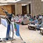 Chairman Senate of Pakistan, Syed Yousuf Raza Gillani, addresses a seminar on "Faculty Leadership & Management Excellence (FLAME) 2025", organized by the Higher Education Commission (HEC) at a local hotel