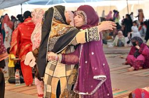 Women offering dua after Eidul Azha prayers at historic Badshahi Masjid