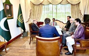 MNA Chaudhary Mehmood Bashir Virk calls on Prime Minister Muhammad Shehbaz Sharif at Parliament House.