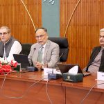 Federal Minister for Planning and Development Ahsan Iqbal chairing the Central Development Working Party (CDWP) meeting, where the forum approved development projects worth Rs. 35.86 billion.