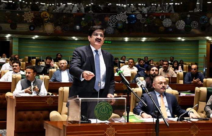 Sindh Chief Minister Syed Murad Ali Shah presents the budget estimates for the fiscal year 2025-26 in the Provincial Assembly
