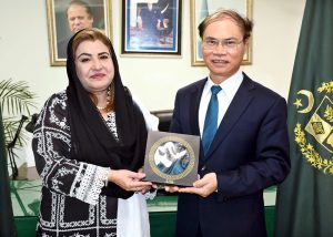 Parliamentary Secretary for Human Rights Saba Sadiq exchanging views with Ambassador of Vietnam to Pakistan Pham Anh Tuan during a meeting