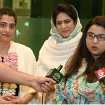 Federal Minister for Information Technology and Telecommunication, Shaza Fatima Khawaja talking to media after receiving former Pakistan Women’s Cricket Team captain Sana Mir at Islamabad Airport, Sana Mir has become the first Pakistani woman cricketer to be inducted into the ICC Hall of Fame