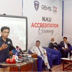 Federal Minister for Education and Professional Training, Dr Khalid Maqbool Siddiqui addressing the participants of NHU ceremony.