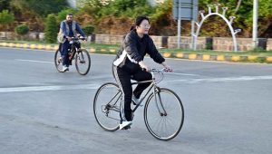 A large number of people participate in the 'World Bicycle Day Rally' from D-Chowk to Serena Hotel, organized by the Embassy of Turkmenistan in collaboration with Serena Hotels in the Federal Capital.