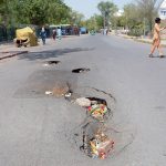 A view of damaged road of Qasim Bagh need the attention of concerned authorities
