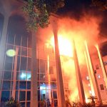 A fire erupts at the building of Information Services Academy (ISA) situated at Zero Point in Sector G-7/1