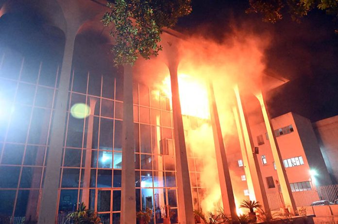 A fire erupts at the building of Information Services Academy (ISA) situated at Zero Point in Sector G-7/1