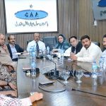 Regional Advisor Federal Ombudsman Shahid Hussain Jillani chairing a meeting during visiting Faisalabad Airport for inspection after public complaints regarding mal-administration and poor service delivery at airport and one window facilitation desk