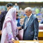 Prime Minister Muhammad Shehbaz Sharif meets MNAs during the budget session of the National Assembly.