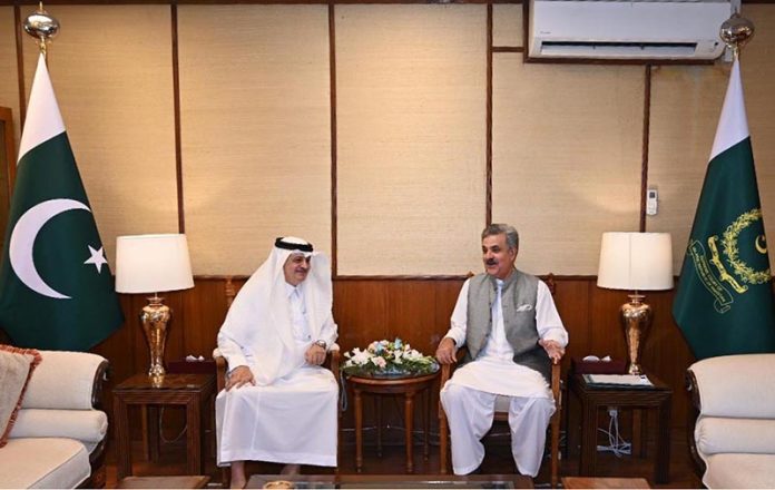Hon'ble Chief Justice of Pakistan, Mr. Justice Yahya Afridi, in a meeting with His Excellency Nawaf bin Saeed Ahmad Al-Malkiy, Ambassador of the Kingdom of Saudi Arabia to Pakistan, who paid a courtesy call on the Hon'ble Chief Justice of Pakistan at the Supreme Court of Pakistan