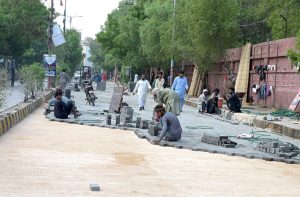 Labourer busy repairing work of Court Road.