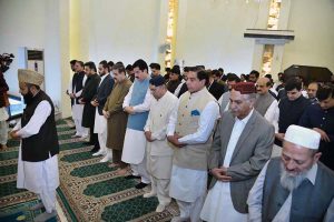 President Asif Ali Zardari offering Eid-ul-Azha prayers at Aiwan-e-Sadr