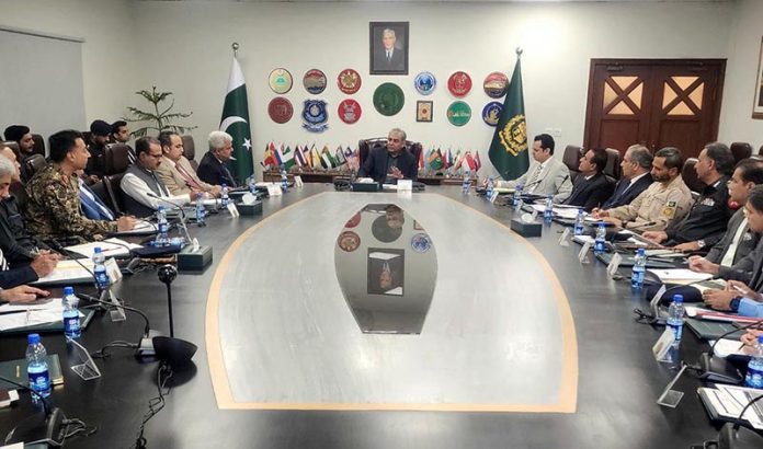 Federal Minister for Interior Mohsin Naqvi chairing a coordination-focused meeting of all departmental heads