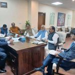 Federal Minister for National Food Security and Research, Rana Tanveer Hussain, in a meeting with Minister of State Malik Rasheed Ahmad Khan and MPA Rana Muhammad Saleem to discuss farmer-friendly reforms and agricultural development