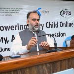 Minister Social Welfare Syed Qasim Ali Shah addressing during empowering every child online safety, access, & expression at Business Incubation Center University of Peshawar