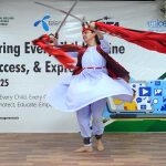 Artist performing kathak classical dance during empowering every child online safety, access, & expression at Business Incubation Center University of Peshawar