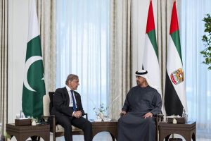 President of UAE His Highness Sheikh Mohamed bin Zayed Al Nahyan received Prime Minister Muhammad Shehbaz Sharif at Qasr Al Shati
