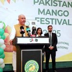 Ambassador Faisal Niaz Tirmizi, Pakistan’s Envoy to the UAE addresses during the Mango Festival 2025 held at Le Royal Meridien Hotel.
