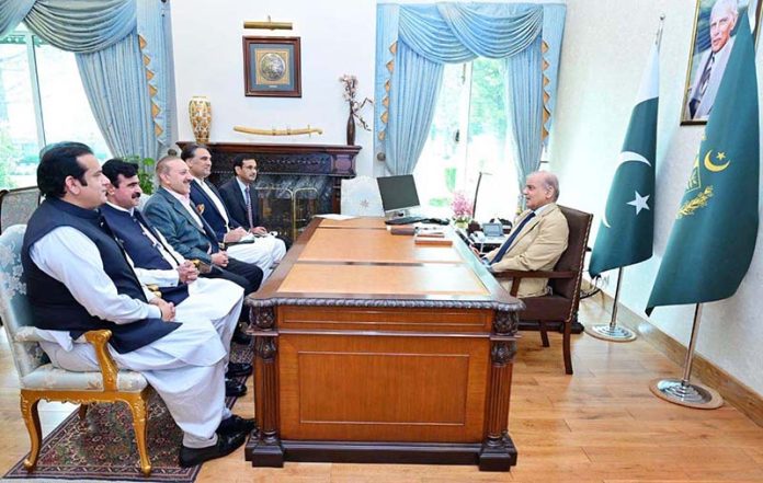 Member of the National Assembly Muhammad Shahbaz Rana calls on Prime Minister Muhammad Shehbaz Sharif. Federal Minister for Public Affairs Unit Rana Mubashar Iqbal, Minister of State for Power Abdul Rehman Kanju and Special Assistant to the PM Talha Barki are also present