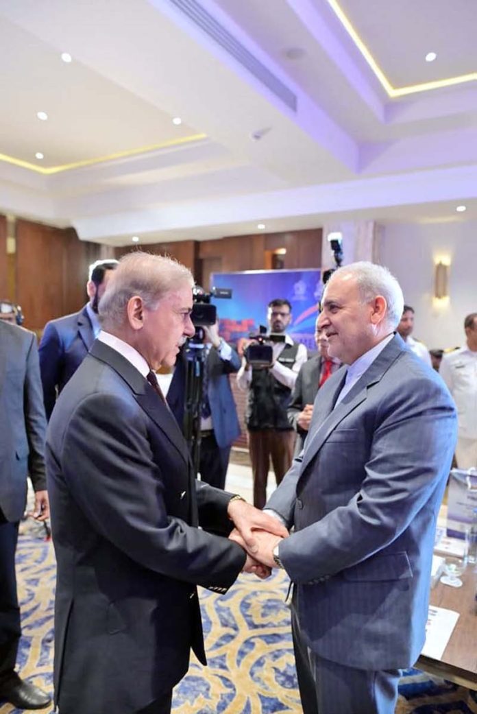 Prime Minister Muhammad Shehbaz Sharif interacts with the Ambassador of Iran to Pakistan H.E. Reza Amiri Moghadam at Pakistan International Maritime Expo and Conference