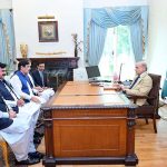Member of the National Assembly Anwar-ul-Haq Chaudhry calls on Prime Minister Muhammad Shehbaz Sharif. Federal Minister for Public Affairs Unit Rana Mubashar Iqbal, Minister of State for Power Abdul Rehman Kanju and Special Assistant to the PM Talha Barki are also present