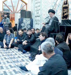 Governor of Sindh Mr. Kamran Khan Tasuri, Political Leader Mr. Farooq Sattar, Mr. Anis Qaimkhani and other political figures, literary figures and a large number of people participate in Muharram Majlis at Shuhada Karbala Imambargah Ancholi.