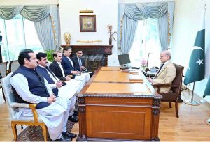 Member of the National Assembly Nadeem Abbas Rabira calls on Prime Minister Muhammad Shehbaz Sharif. Federal Minister for Public Affairs Unit Rana Mubashar Iqbal, Minister of State for Power Abdul Rehman Kanju and Special Assistant to the PM Talha Barki are also present