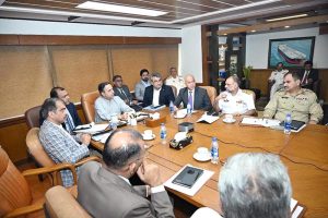 Federal Minister for Maritime Affairs Muhammad Junaid Anwar Chaudhry chairing a meeting on strategic reforms agenda across maritime organizations