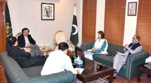 Special Assistant to the Prime minister on Industries and Production Haroon Akhtar khan held a meeting with the Secretary of Ministry of Information and Broadcasting and Principal Information Officer at Ministry of Industries and Production