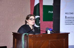 Coordinator to PM for Climate Change, Romina Khurshid Alam speaking at a curtain-raiser ceremony of the Global Development Initiative Group