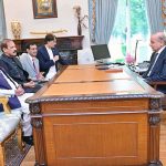 Member National Assembly Iftikhar Nazir calls on Prime Minister Muhammad Shehbaz Sharif, on 17 June, 2025; Federal Minister for Public Affairs Unit Rana Mubashar Iqbal and Special Assistant to the PM Talha Barki are also present