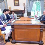 Member National Assembly Abdul Qadir Khosa calls on Prime Minister Muhammad Shehbaz Sharif, on 17 June, 2025; Federal Minister for Public Affairs Unit Rana Mubashar Iqbal and Special Assistant to the PM Talha Barki are also present
